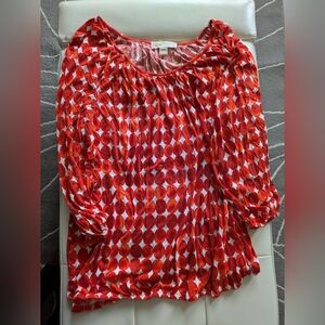 Michael Kors Orange Abstract Polka Dot Blouse